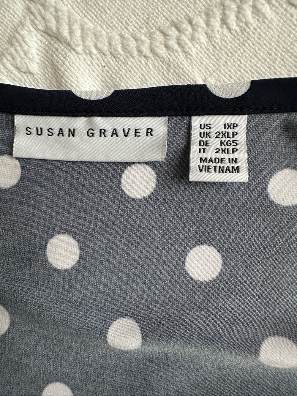 Excellent Condition! Susan Graver Navy and White Polka Dot Maxi Dress - Picture 2 of 3